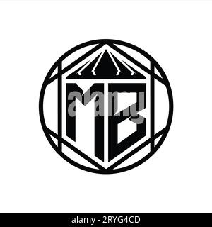 MB Letter Logo monogramma esagono sezione corona schermo affilato cerchio isolato modello di design astratto Foto Stock