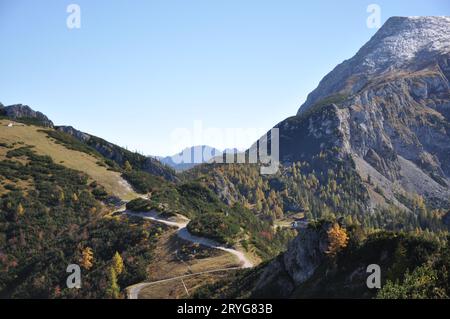 Piccolo pascolo montano nelle montagne intorno a Berchtesgaden, vicino al monte Jenner, Baviera Foto Stock