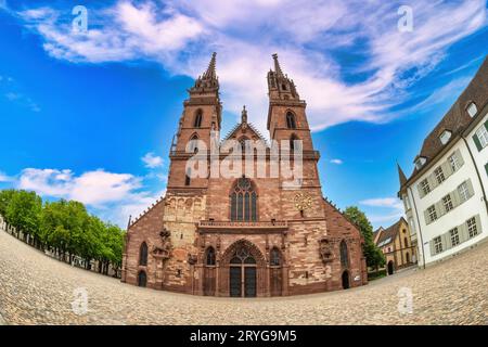 Basilea Svizzera, skyline della città a Basilea Minster Foto Stock