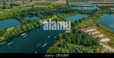 Il Fetzer visto dall'alto vicino a Gundelfingen nella valle del danubio svevo Foto Stock