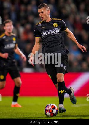 Doetinchem, Niederlande. 29 settembre 2023. Brian Koglin di Roda JC dribbling con il pallone durante il Keuken Kampioen Divisie match tra De Graafschap e Roda JC il 29 settembre 2023 a Doetinchem, Paesi Bassi Credit: dpa/Alamy Live News Foto Stock