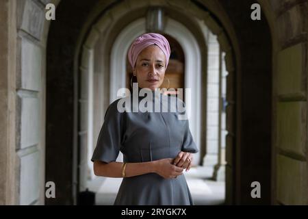 Zadie Smith, romanziere inglese, romanzo di debutto, "White Teeth", fotografato al Cliveden Literary Festival, Berkshire, Inghilterra, Regno Unito 30 settembre 2023 Foto Stock