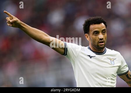 Felipe Anderson della SS Lazio gesti durante la partita di serie A tra AC Milan e SS Lazio. Foto Stock