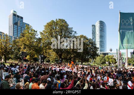 Fest des indischen Elefantengottes Ganesh Chaturthi auf der Kö NUR für REDAKTIONELLE VERWENDUNG *** Festival del dio elefante indiano Ganesh Chaturthi sul Kö PER USO ESCLUSIVAMENTE EDITORIALE. Credito: Imago/Alamy Live News Foto Stock