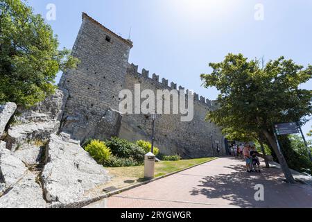 SAN MARINO, 5 LUGLIO 2022 - la prima torre, Rocca o Guaita nella Repubblica di San Marino, in Europa Foto Stock