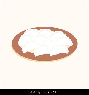 Piatto di gnocchi di cucina nazionale Ucraina. Isolare su sfondo bianco. Illustrazione vettoriale Illustrazione Vettoriale