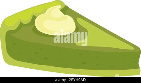 Piatto piatto e icona gastronomica sulla torta Matcha. Illustrazione vettoriale. Illustrazione Vettoriale