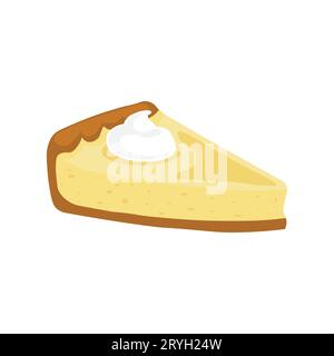 Pezzo di cheesecake cake cake con formaggio cremoso, delicato e arioso. Illustrazione vettoriale isolata su sfondo bianco Illustrazione Vettoriale