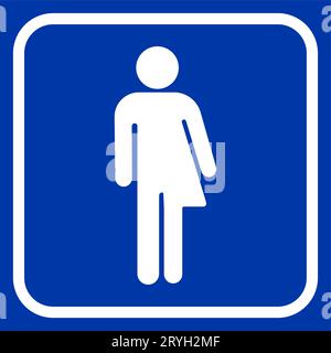 Icona della linea transgender su sfondo blu. Simbolo del bagno unisex. Cartello per servizi igienici neutro al sesso. Grafica vettoriale Illustrazione Vettoriale