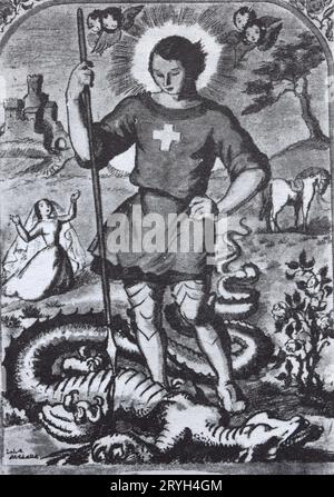San Giorgio e il Drago dell'artista catalana Lola Anglada. Foto Stock