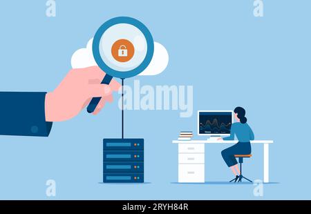 Concetto di sicurezza e rischi per lo storage cloud e i server cloud Illustrazione Vettoriale