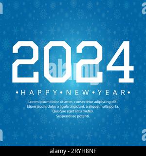 Buon design per il nuovo anno 2024 con i numeri. felice anno nuovo 2024 design vettoriale per poster, calendario, banner e altro ancora Illustrazione Vettoriale