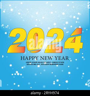 Buon design per il nuovo anno 2024 con i numeri. felice anno nuovo 2024 design vettoriale per poster, calendario, banner e altro ancora Illustrazione Vettoriale