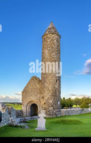 Abbazia di Clonmacnoise, Irlanda Foto Stock