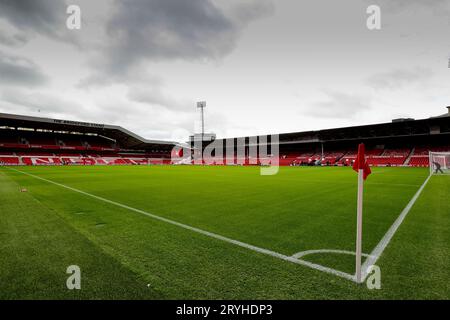 The City Ground, Nottingham, Regno Unito. 1 ottobre 2023. Premier League Football, Nottingham Forest contro Brentford; il campo City sotto i cieli tempestosi prima del calcio d'inizio credito: Action Plus Sports/Alamy Live News Foto Stock