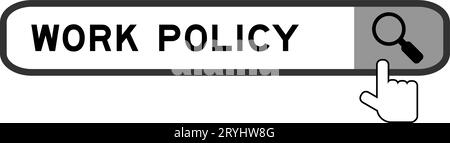 Banner di ricerca in criteri di lavoro per parole con icona a forma di lente di ingrandimento su sfondo bianco Illustrazione Vettoriale