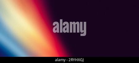 Sfondo con sfumatura di grana scura, onda di colore brillante su sfondo nero, copertina poster banner rosso giallo blu astratto de Foto Stock