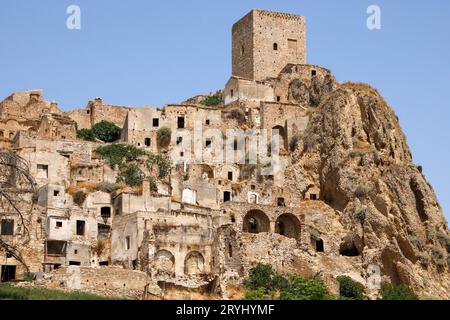 The abandoned town of Craco in Basilicata region , Italy Stock Photo