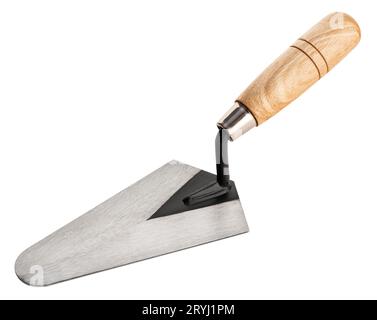 Cazzuola muratore isolata su sfondo bianco Foto Stock