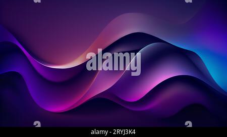 Onde fluide al neon olografiche Foto Stock