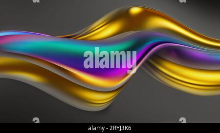 Onde fluide al neon olografiche Foto Stock