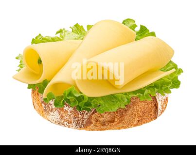 Gouda fette di pane, sandwich al formaggio isolato su sfondo bianco Foto Stock