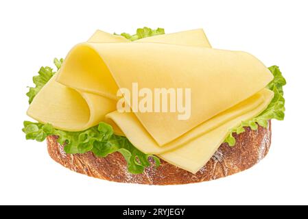 Gouda fette di pane, sandwich al formaggio isolato su sfondo bianco Foto Stock