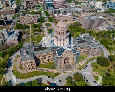 Vista aerea del Campidoglio del Texas ad Austin, Texas Foto Stock