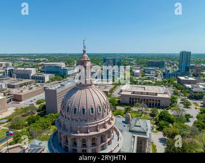 Vista aerea del Campidoglio del Texas ad Austin, Texas Foto Stock