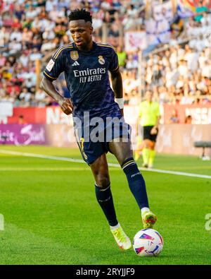 Girona, Spagna. 30 settembre 2023. Vinicius Jr del Real Madrid durante la partita di la Liga EA Sports tra Girona FC e Real Madrid ha giocato al Montilivi Stadium il 30 settembre 2023 a Girona, in Spagna. (Foto di Alex Carreras/Imago) credito: PRESSINPHOTO SPORTS AGENCY/Alamy Live News Foto Stock