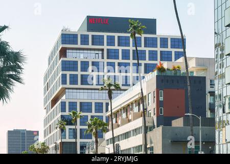 Netflix su Sunset Boulevard a Hollywood Los Angeles, California, USA. Foto Stock