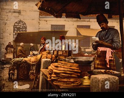 Cucina in rue de Stamboul, Costantinopoli, Turchia, CA. 1895 Costantinopoli. Stampa Photochrom di Photoglob Zürich, tra il 1890 e il 1900. Foto Stock