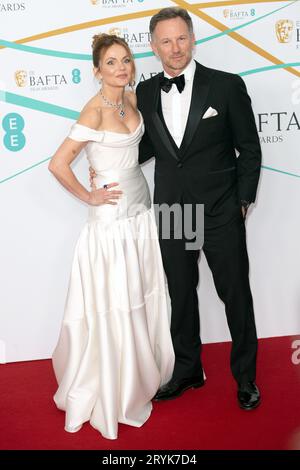 Londra, Regno Unito. 19 febbraio 2023. Nella foto: Geri Horner (Geri Halliwell) e il marito Christian Horner partecipano agli EE British Academy Film Awards 2023 Arrivals Foto Stock