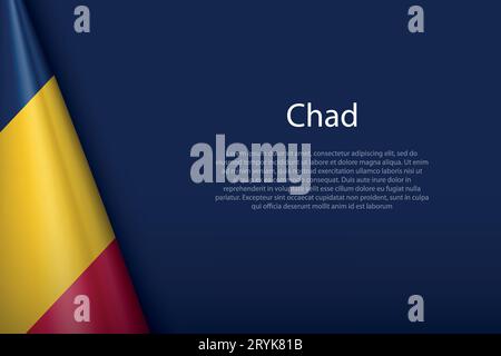 Bandiera nazionale 3d Ciad isolato sullo sfondo con spazio copioso Illustrazione Vettoriale