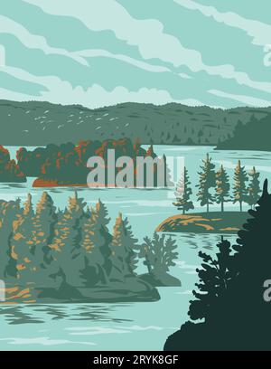 Thousand Islands National Park sul fiume Saint Lawrence Canada WPA poster Art Foto Stock