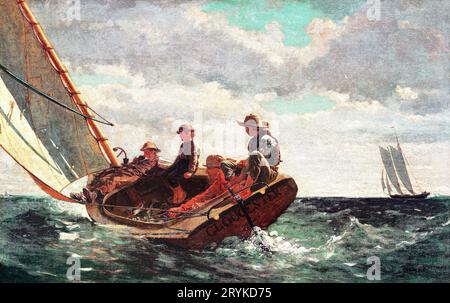 Breezing Up, Un vento giusto di Winslow Homer. Originale dalla Galleria Nazionale d'Arte Foto Stock
