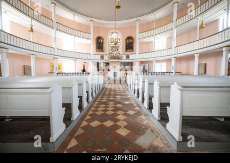 Bach-Stammort Wechmar Die Sankt-viti-Kirche INnenansicht Dorf Wechmar im Landkreis Gotha. Wechmar, Kirche St. Viti Thüringen Deutschland *** Bach ancestrale villaggio Wechmar la chiesa di San viti Vista interna villaggio Wechmar nella contea di Gotha Chiesa di Wechmar St viti Turingia Germania 180420 ppb-2 Credit: Imago/Alamy Live News Foto Stock