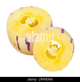 Pepino melone frutto isolato su sfondo bianco Foto Stock