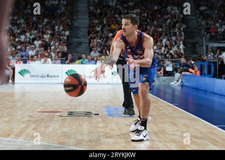 Nicolas Laprovittola di Barcellona durante la partita di ACB League tra Real Madrid e Barcellona al WiZink Center il 1 ottobre 2023 a Madrid, in Spagna. Foto Stock