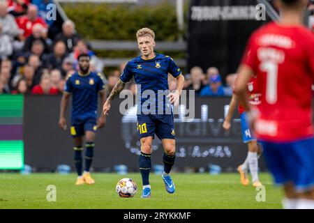 Hvidovre, Danimarca. 1 ottobre 2023. Daniel Wass (10) di Broendby SE visto durante il 3F Superliga match tra Hvidovre IF e Broendby IF alla Pro Ventilation Arena di Hvidovre. (Foto: Gonzales Photo/Alamy Live News Foto Stock