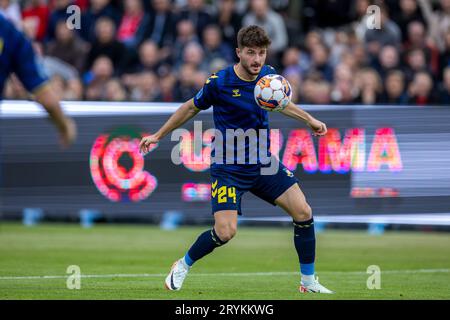 Hvidovre, Danimarca. 1 ottobre 2023. Marko Divkovic (24) di Broendby SE visto durante il 3F Superliga match tra Hvidovre IF e Broendby IF alla Pro Ventilation Arena di Hvidovre. (Foto: Gonzales Photo/Alamy Live News Foto Stock