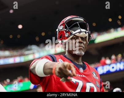 Houston, Texas, Stati Uniti. 1 ottobre 2023: Un tifoso dei Texans durante una partita NFL tra gli Houston Texans e i Pittsburgh Steelers il 1 ottobre 2023 a Houston. (Immagine di credito: © Scott Coleman/ZUMA Press Wire) SOLO USO EDITORIALE! Non per USO commerciale! Crediti: ZUMA Press, Inc./Alamy Live News Foto Stock