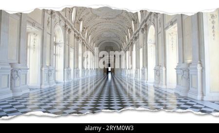 Foto creativa della galleria Reggia di Venaria reale - Italia. Marmo di lusso in palazzo barocco Foto Stock