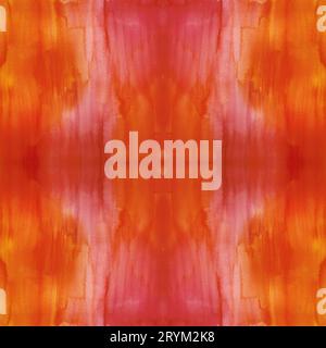 Motivo tie-dye senza cuciture di colore arancione su seta bianca. Tessuti per pittura a mano - batik nodulare. Tintura Shibori. Foto Stock