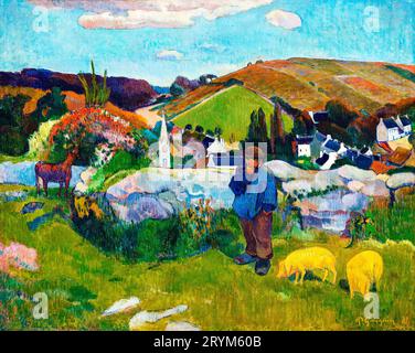 The Swineherd di Paul Gauguin. Foto Stock