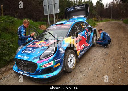 Los Angeles, Chili. 1 ottobre 2023. 08 Ott TANAK (EST), Martin JARVEOJA (EST), M-SPORT FORD WORLD RALLY TEAM, FORD Puma Rally1 Hybrid, WRC, ritratto durante il Rally Cile 2023, undicesimo round del WRC World Rally Car Championship 2023, dal 28 settembre al 1 ottobre 2023 a Los Angeles, Cile - foto Sophie Graillon/DPPI Credit: DPPI Media/Alamy Live News Foto Stock