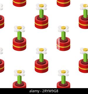 Modello di camomilla in un vaso in isometrico. Vettore Illustrazione Vettoriale