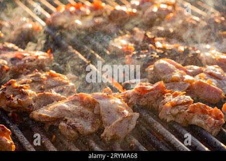 Primo piano della carne alla griglia in Oklahoma Foto Stock