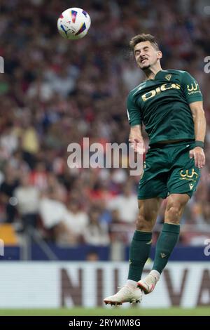 MADRID, SPAGNA - 1 OTTOBRE: Javi Hernandez di Cadice durante la partita di la Liga 2023/24 tra Atletico de Madrid e Cadice allo Stadio Civitas Metropolitano. Crediti: Guille Martinez/AFLO/Alamy Live News Foto Stock