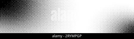 Sfondo motivo mezzitoni con transizione gradiente, puntini in stile fumetto e quadrati pixellati. Grana grana, grana e vecchi elementi di rumore grunge. Piatto Illustrazione Vettoriale